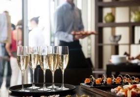Wedding reception drinks sand canapes